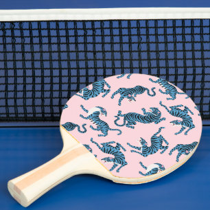 Blue Tiger Asian Pattern Ping Pong Paddle