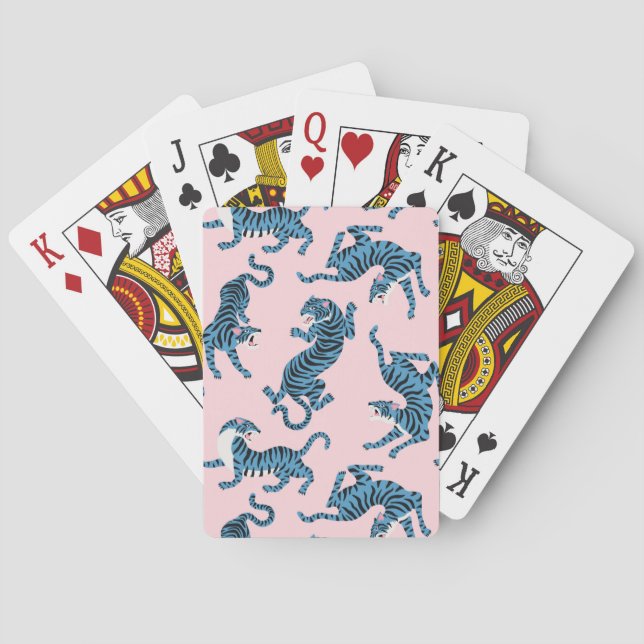 Blue Tiger Asian Pattern Playing Cards (Back)