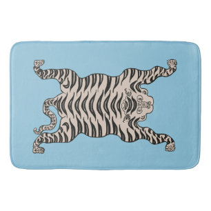 blue tiger bath mat