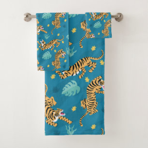 Blue Tiger Bath Towel Set