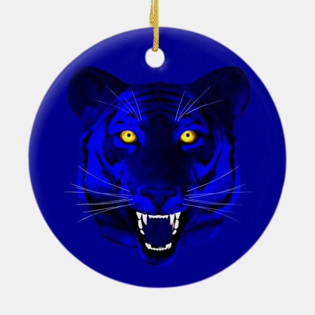 Blue Tiger Ceramic Tree Decoration (Back)