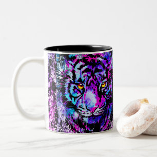 Blue Tiger Coffee Mug Purple Tiger Face