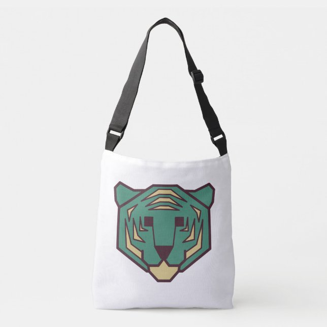 Blue Tiger Head Crossbody Bag (Front)