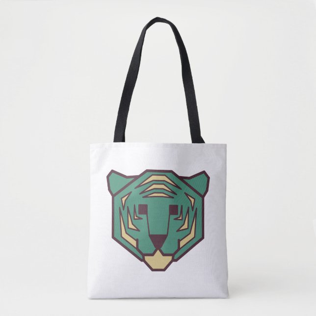 Blue Tiger Head Tote Bag (Front)