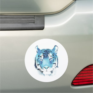 Blue Tiger Head Watercolor  Car Magnet