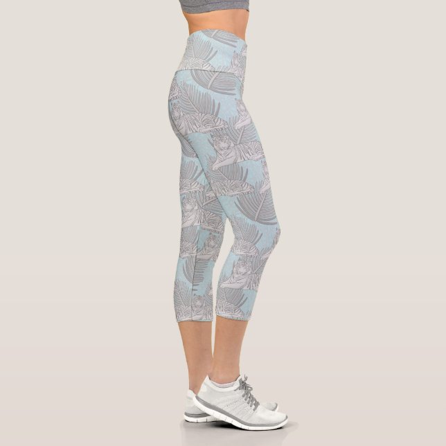 Blue Tiger Pattern Capri Leggings (Right)