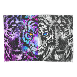 Blue Tiger Pillowcase Grey Tiger Face