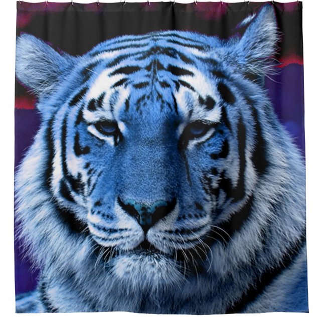 Blue Tiger Shower Curtain (Front)