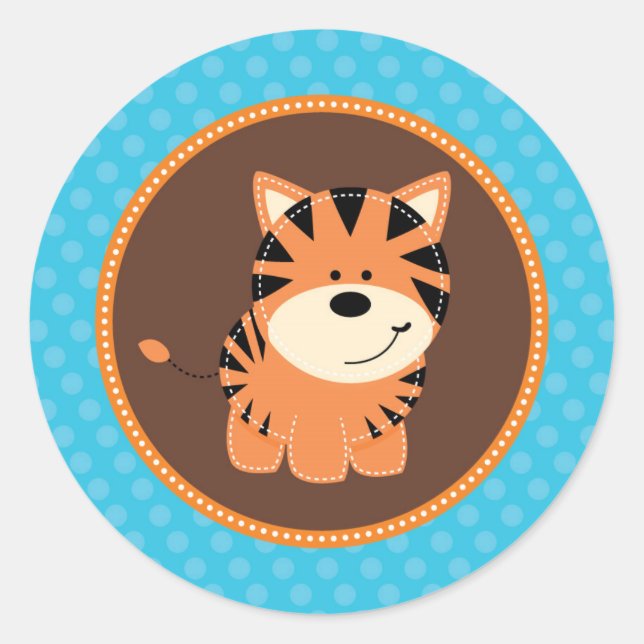 Blue Tiger Sticker, Baby Shower or envelope seals (Front)