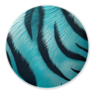 Blue Tiger Stripes  Ceramic Knob