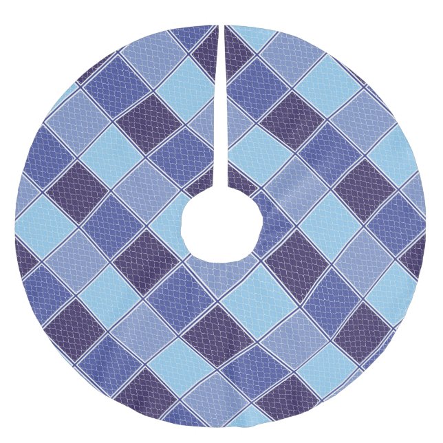 BLUE TILE BRUSHED POLYESTER TREE SKIRT (Front)