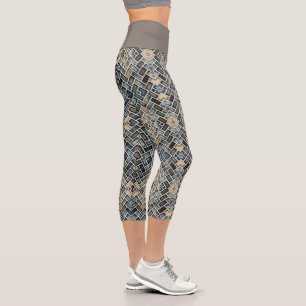 blue tile capri leggings