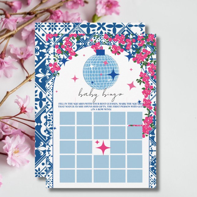 Blue Tile Disco baby shower bingo Game card (Creator Uploaded)