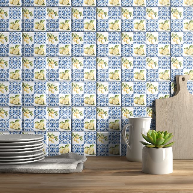Blue Tile French Country Lemon Pattern Tile (Creator Uploaded)