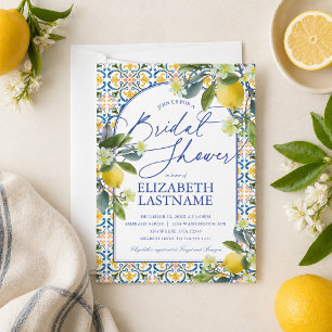 Blue Tile Italian Lemon Bridal Shower Invitation