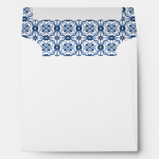 Blue Tile Italian Lemon Wedding Invitation Envelope