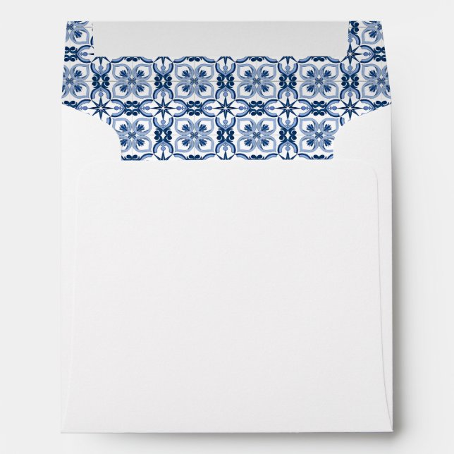 Blue Tile Italian Lemon Wedding Invitation Envelope (Back (Bottom))