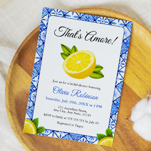 Blue Tile Italian That's Amore Bridal Shower Invitation