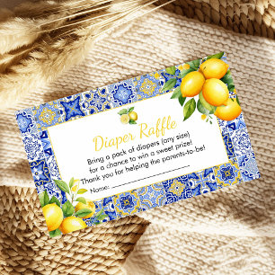 Blue Tile Lemon Diaper Raffle Enclosure Card