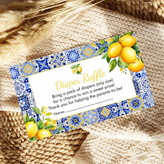 Blue Tile Lemon Diaper Raffle Enclosure Card (Creator Uploaded)