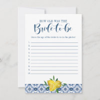 Blue Tile Lemon How Old Was the Bride Game