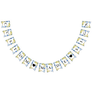 Blue Tile Lemon Italian Custom Text Bunting Flags