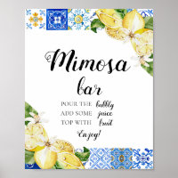 Blue Tile Lemon Italian Positano Mimosa Bar Sign