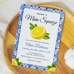 Blue Tile Lemon Mama's Main Squeeze Baby Shower  Invitation