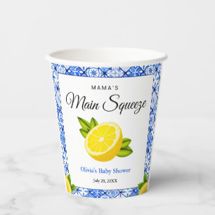 Blue Tile Lemon Mama's Main Squeeze Baby Shower  Paper Cups