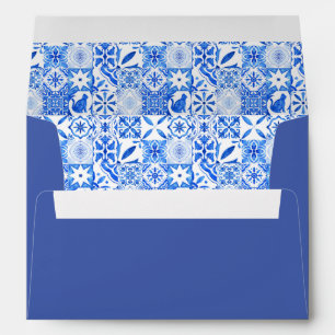 Blue tile Lemon wedding Italian party theme Envelope