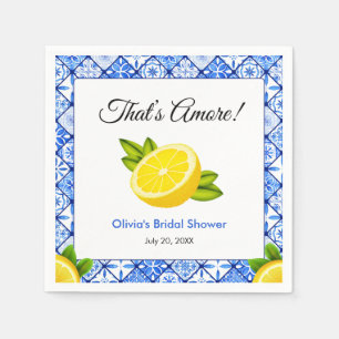 Blue Tile Mediterranean That's Amore Bridal Shower Napkin