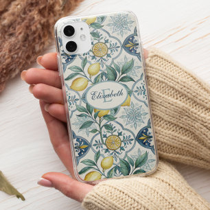 Blue Tile Monogram French Country Lemon Pattern Case-Mate iPhone 14 Case