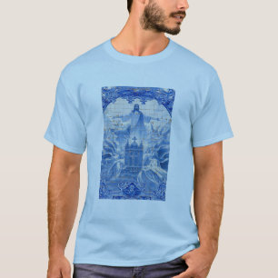 Blue tile mosaic of jesus, Portugal T-Shirt