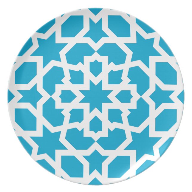 Blue tile of arabesque Moroccan and mosaic Plate (Front)