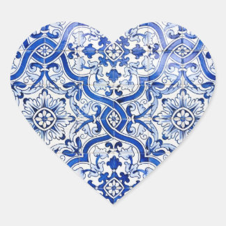 Blue Tile Portuguese Azulejo Heart Sticker
