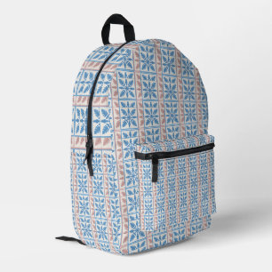 Blue Tile Printed Backpack