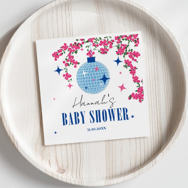 Blue Tile Santorini Greek/ Spanish baby shower Napkin (Creator Uploaded)