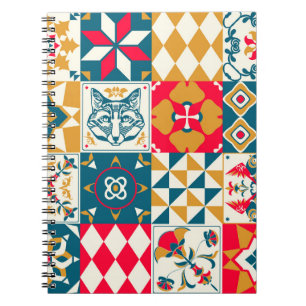 Blue Tile: Vintage Mosaic Background. Notebook