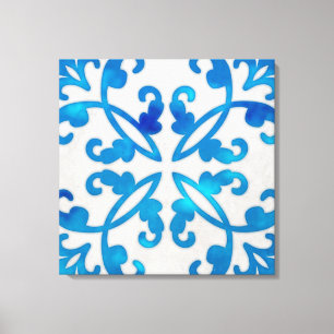 Blue tile wall art 24x24