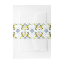 Blue Tile Watercolor French Country Lemon Pattern