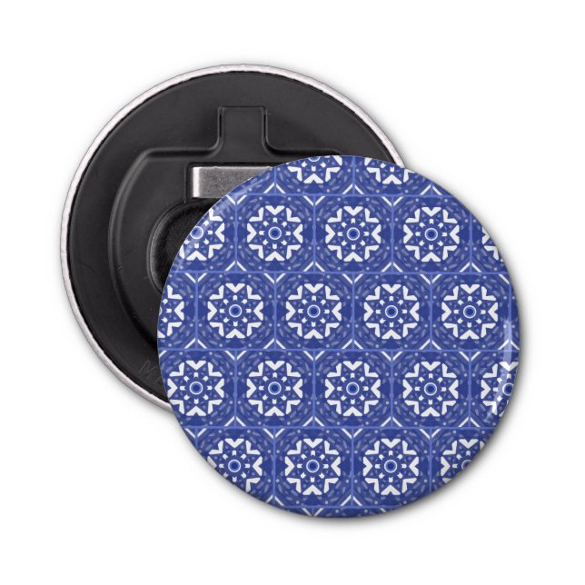 Blue Tile Wedding Favour Gift Bottle Opener (Front)