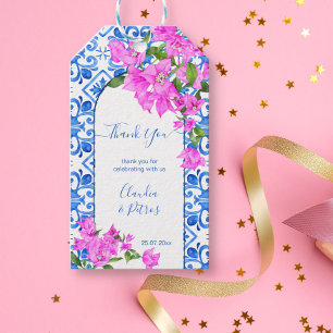 Blue Tiles and Bougainvillea elegant thank you Gift Tags