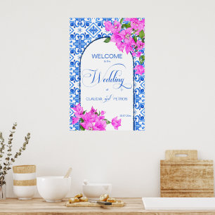 Blue Tiles and Bougainvillea elegant welcome sign