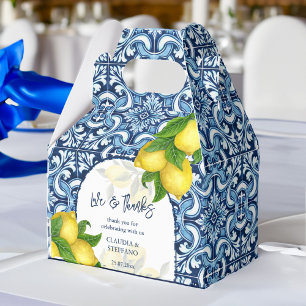 Blue tiles and lemon Amalfi  Italian wedding thank Favour Box