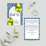 Blue tiles and lemon Amalfi Positano baby shower Thank You Card<br><div class="desc">Blue tiles and lemon Amalfi Positano Mediterranean style baby shower thank you card</div>