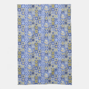 Blue Tiles and Sardines Tea Towel