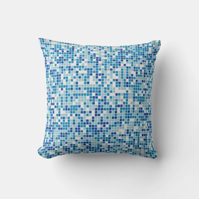 Blue tiles background cushion (Front)