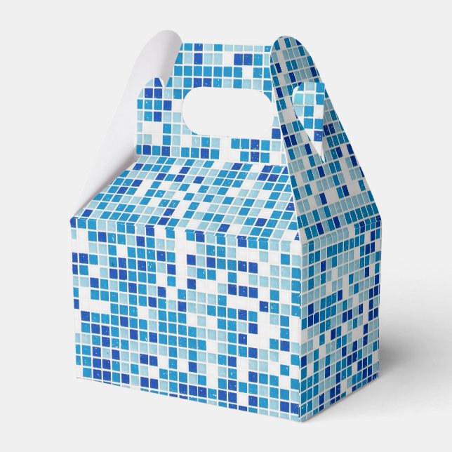 Blue tiles background favour box (Back Side)