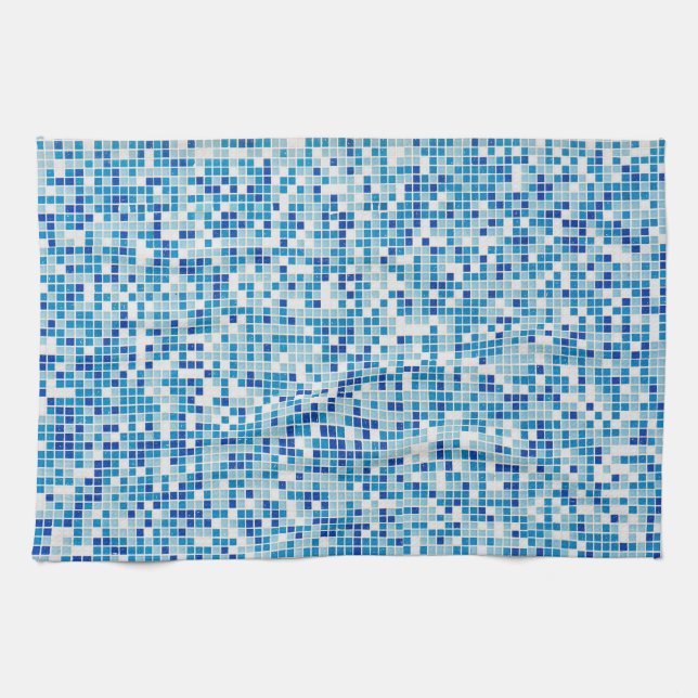 Blue tiles background tea towel (Horizontal)