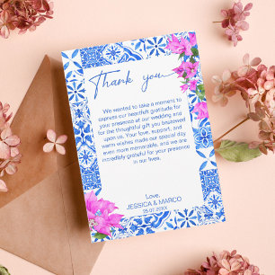 Blue Tiles Bougainvillea elegant Thank You Card